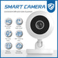 White dome security camera on stand, shown on product box