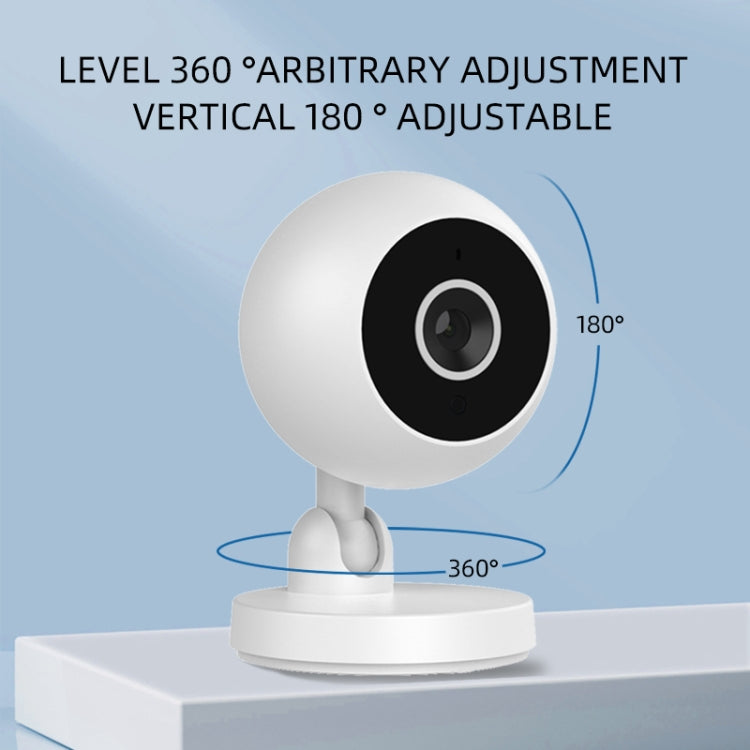 White dome security camera on base with front view and tilt angles