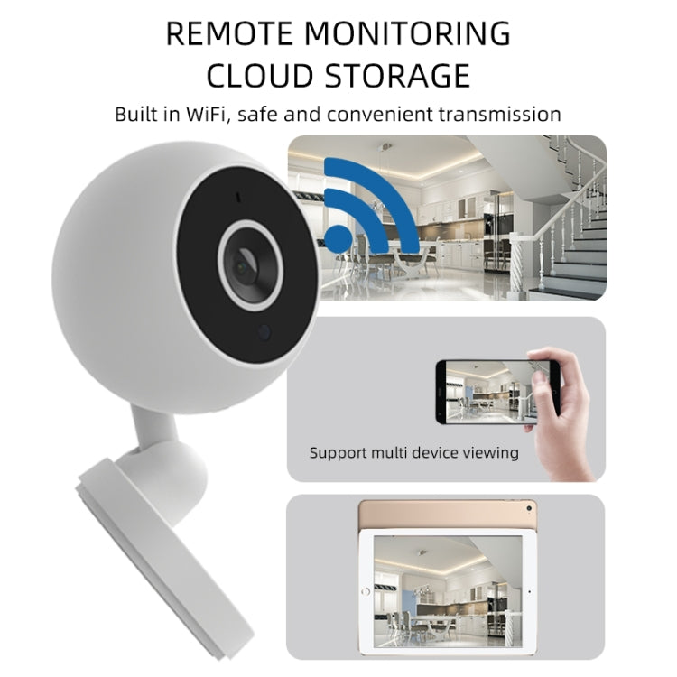 White dome security camera on stand with remote viewing inset screens