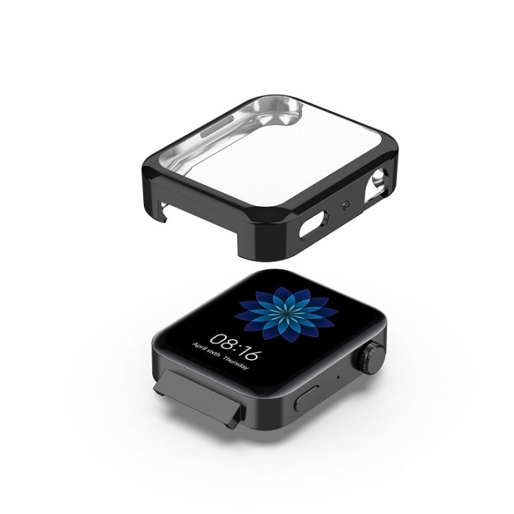 Black TPU all-inclusive plating cover with clear window and button cutouts