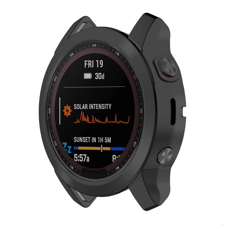 Black TPU watch case with side buttons and screen cutout for Garmin smartwatch