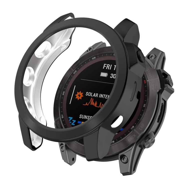Black TPU watch case with exposed inner silver ring and side button cutouts