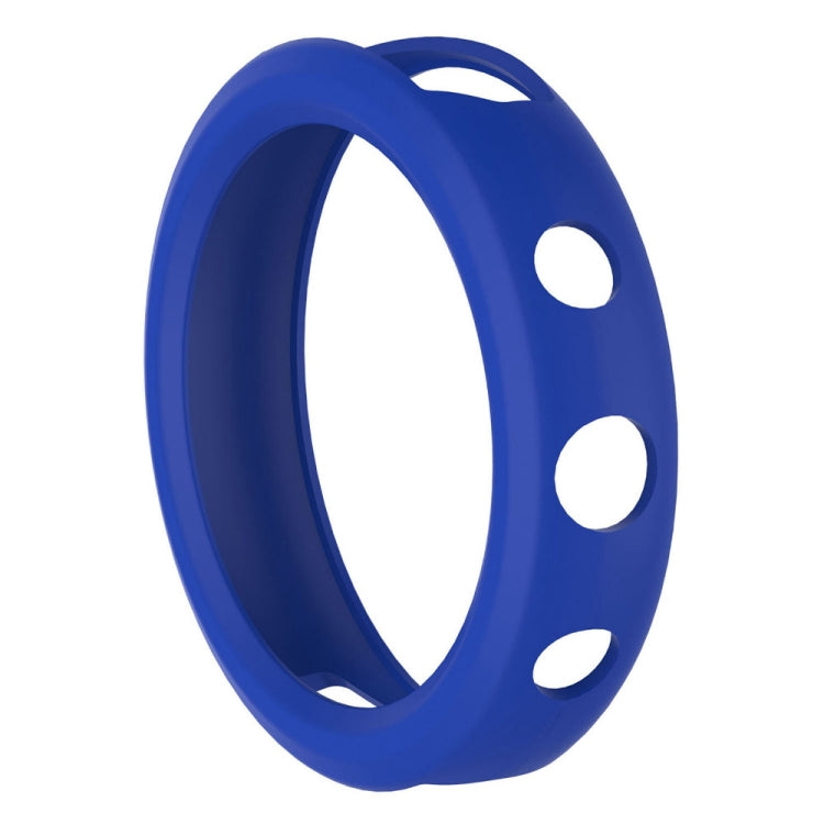 Silicone watch case ring in blue with side cutout holes for pins