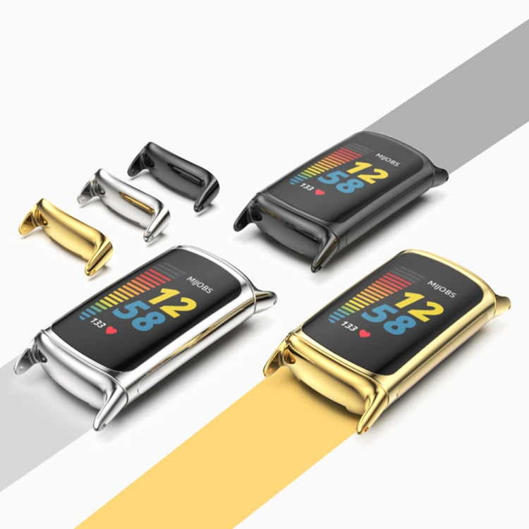 Magnetic metal watch band set with clasps, featuring black, gold, and silver finishes