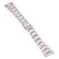 22mm three-bead steel watch band, silver-tone, side view of interlocking links