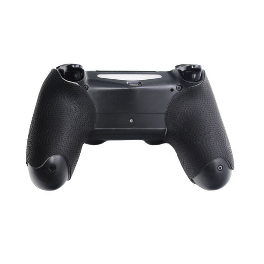 Textured anti-slip grip covers on controller handles, black textured surface