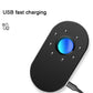 Black anti-candid detector with blue sensor window and USB charging cable connection.
