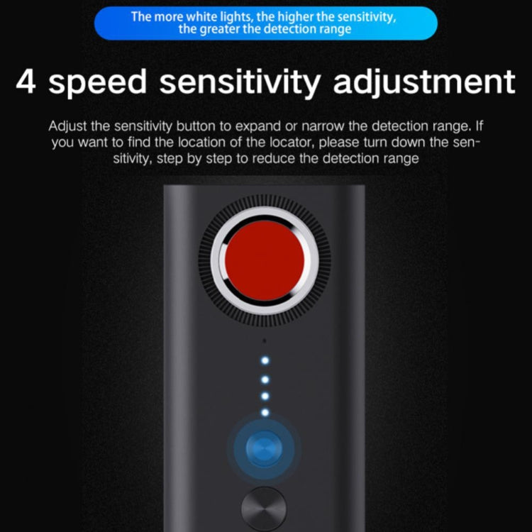 T1 camera detector front with red sensor ring, two buttons, and glowing LED indicator lights