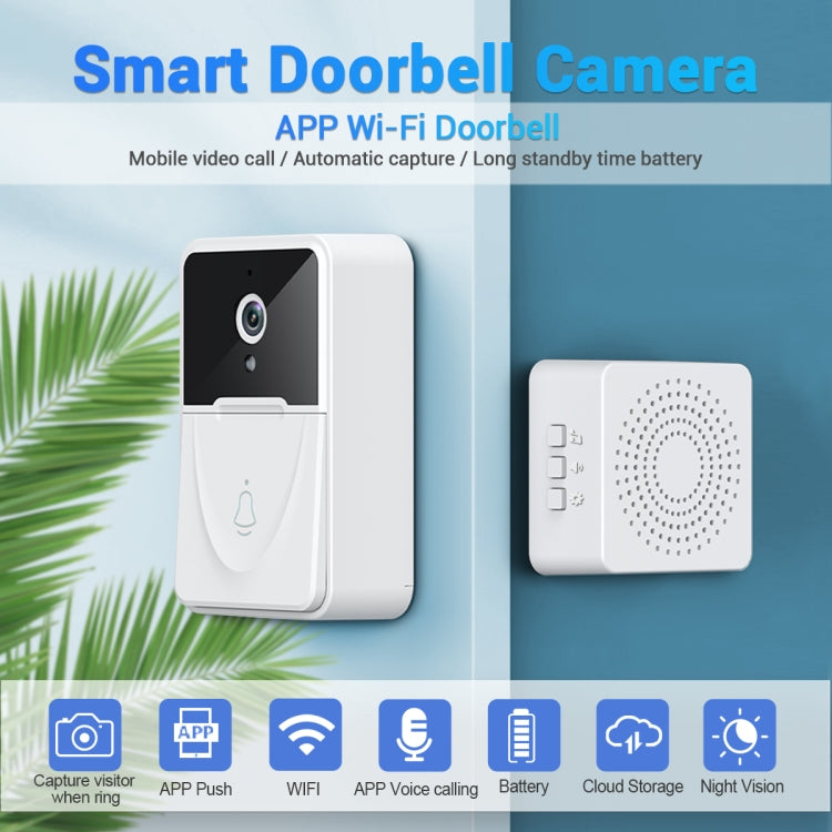 White smart doorbell camera and white indoor chime with speaker grille holes