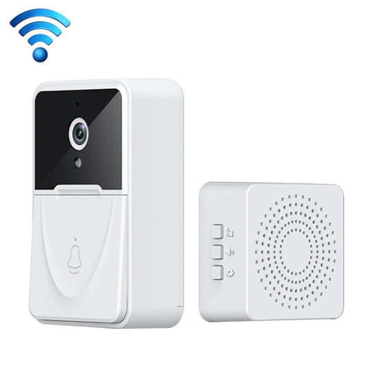 White smart doorbell camera with built-in camera module and indoor wireless chime