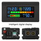 Close-up of inverter digital display with AC/DC readings, bar indicators, and 50 Hz output.