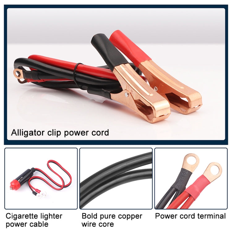 Alligator clip power cord set with red and black cables and copper terminals
