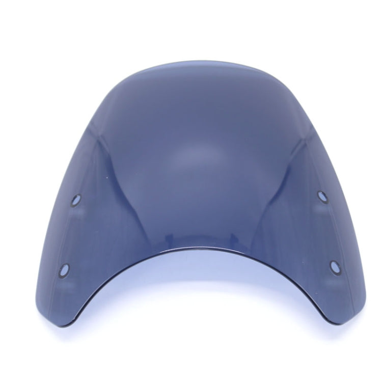 Smoked blue motorcycle windshield, curved retro half screen