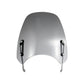 Clear grey motorcycle windshield with mounting brackets and screws