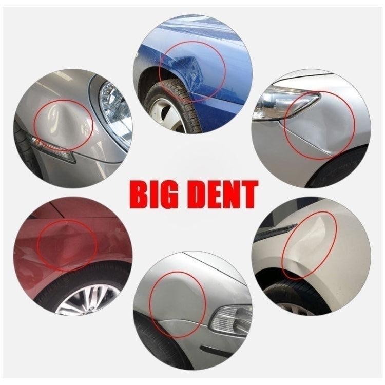 Car body dent repair examples with outlined dents on wheel arches and panels