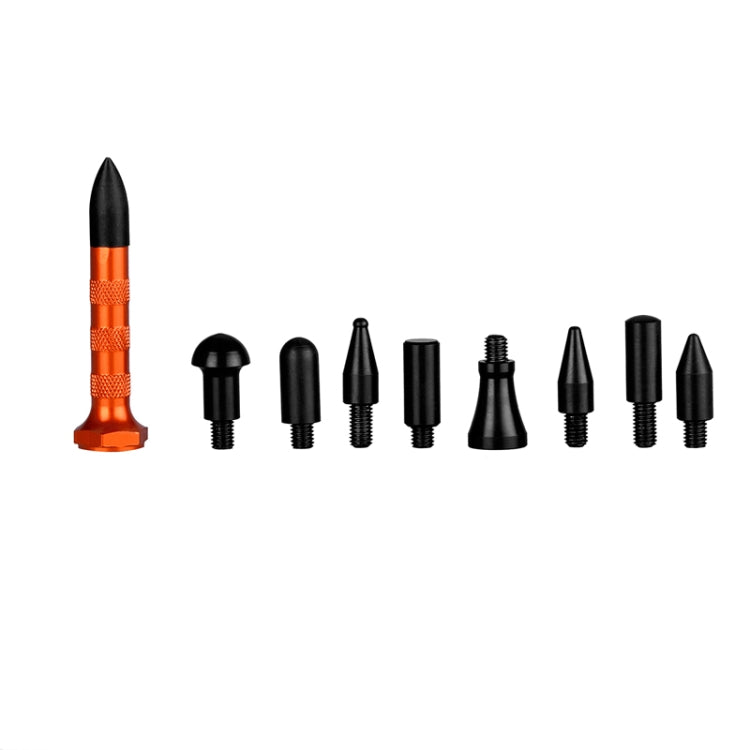 Paintless dent repair tip set with black cones and an orange pull stud
