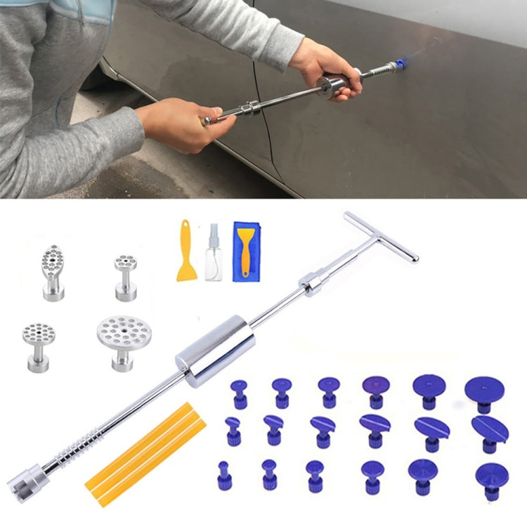 Dent repair puller tool with long handle and blue accessory tip