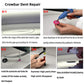Crowbar-style dent repair tool with glue application accessory on car panel