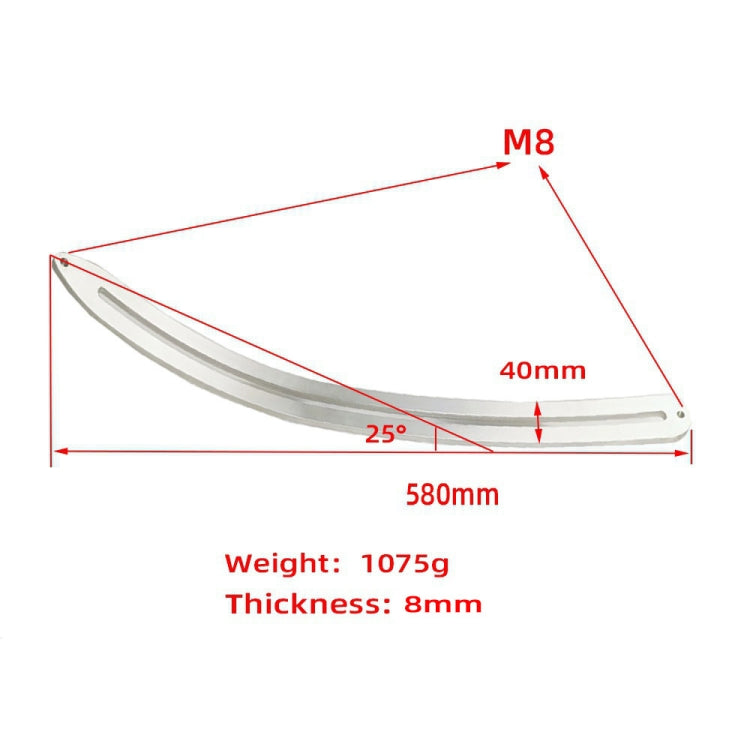 Dent puller lifter blade with size diagram showing 580mm length and 8mm thickness