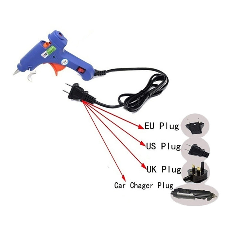 Glue gun with EU/US/UK and car-charger plugs plus black power cord for dent repair kit