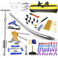 Car dent removal tool set in yellow storage bag with slide hammer, glue gun pieces, and plugs