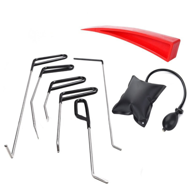 Car paintless dent repair hook rod kit with red handle and storage pouch