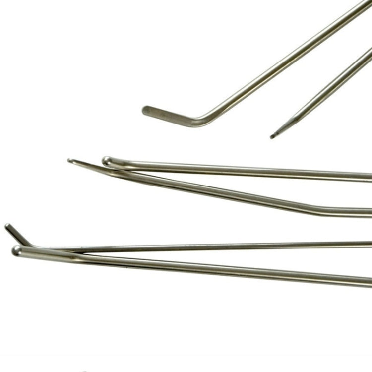 Metal dent repair hook rods with angled tips