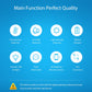 Feature icons for a smart temperature and humidity sensor, including light and battery indicator.