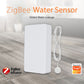 Rectangular white Zigbee water flood sensor with cable and round sensor probe