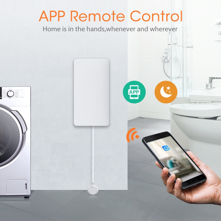 Wall-style Zigbee water flood sensor with hanging cord and round leak probe