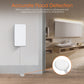 White Zigbee water flood sensor mounted on wall with connected round leak probe