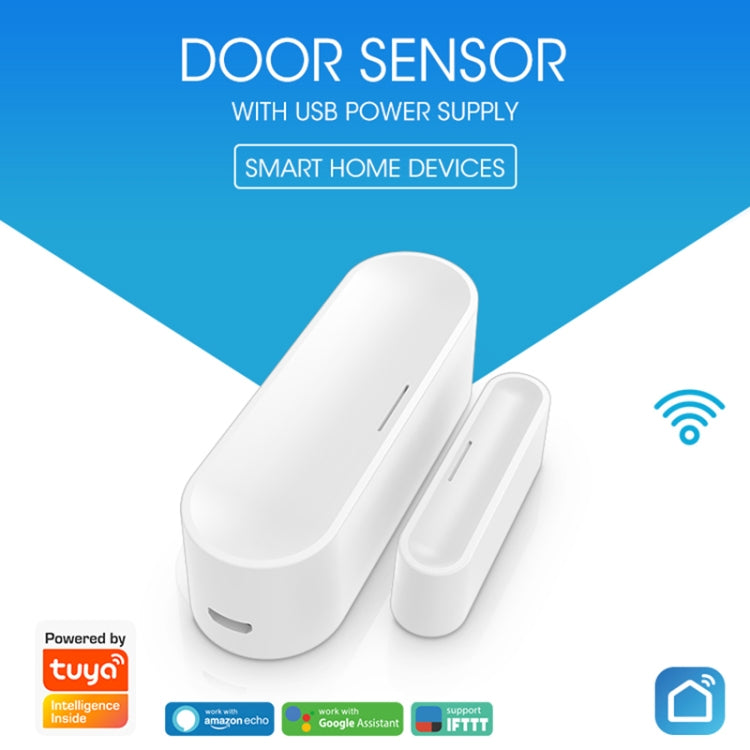White wireless door sensors set, two slim oval modules