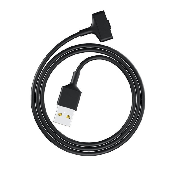 Coiled black charging cable with USB-A plug