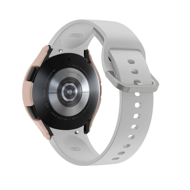 White watch case frame with pink side accents for Galaxy smartwatch, half-pack design