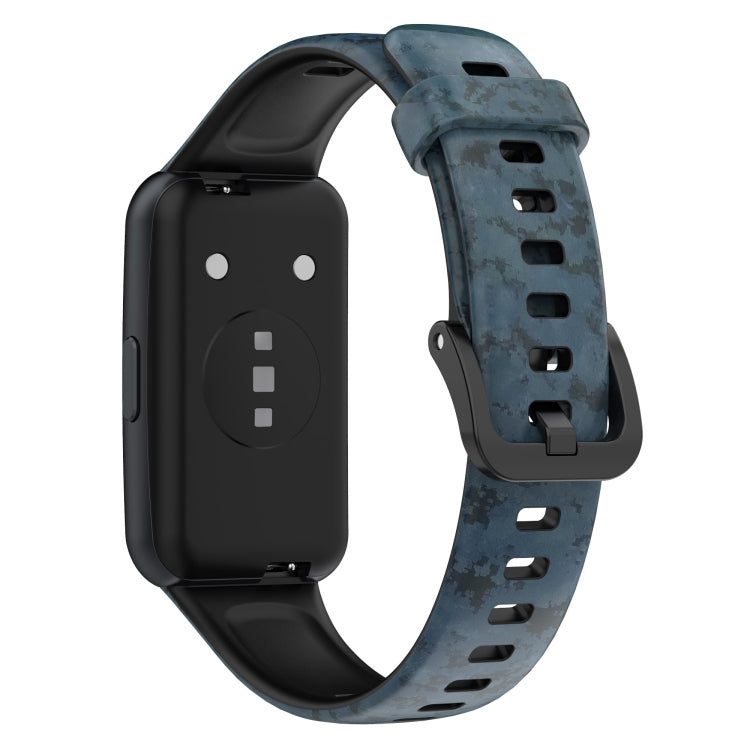 TPU watch band with blue speckle pattern, perforated strap holes, and secure buckle