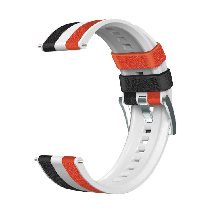 22mm Silicone + Leather Tri-color Watch Band, For Huawei Watch GT 3 Pro