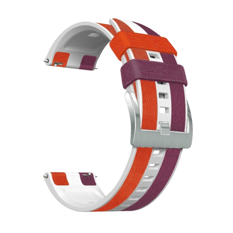 22mm Silicone + Leather Tri-color Watch Band, For Huawei Watch GT 3 Pro
