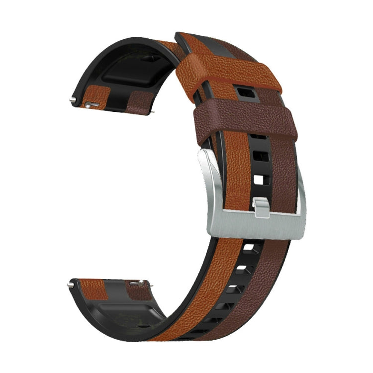 22mm Silicone + Leather Tri-color Watch Band, For Huawei Watch GT 3 Pro