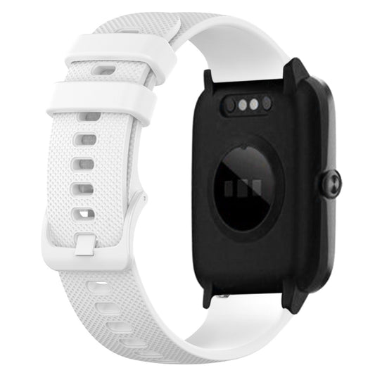 19mm plaid silicone watch band in white with clasp and buckle for smartwatch