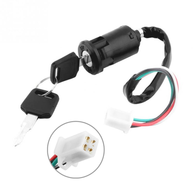 Motorcycle ignition key switch set with female plug, keys and wiring harness