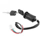 Motorcycle ignition key switch with keys and female plug connector on wiring