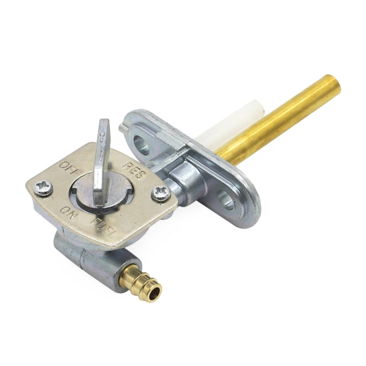 Motorcycle fuel petcock valve assembly with silver body and gold fuel tap tube