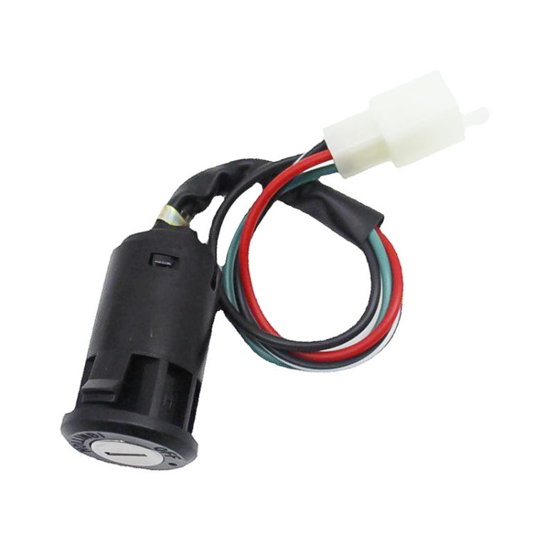 Ignition switch cylinder with multicolor wires and white connector plug, no keys shown