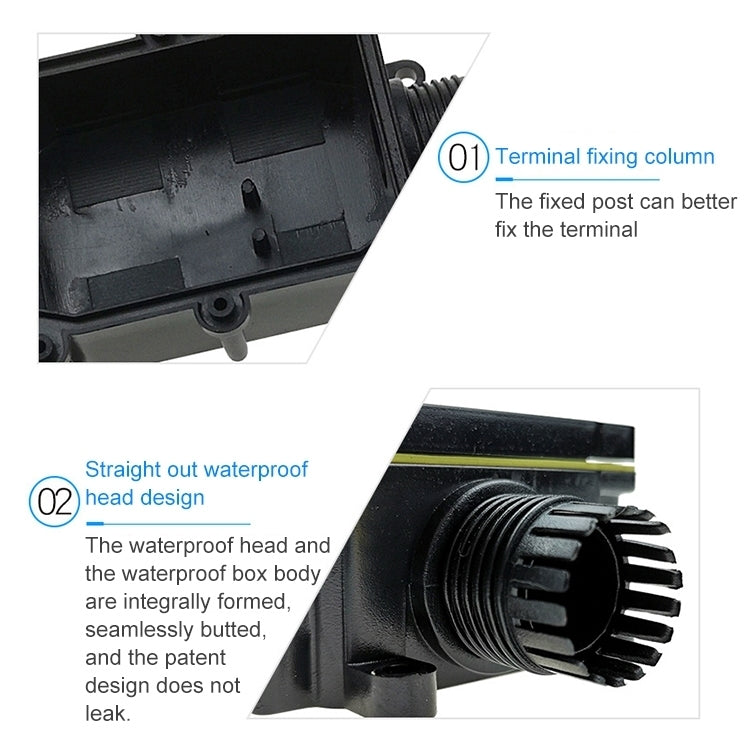 IP68 waterproof junction box detail of terminal fixing column and sealed waterproof head