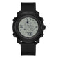 Black round waterproof luminous electronic astronaut watch with textured black strap and digital display