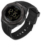 Black digital luminous watch with black bezel and black LCD, textured silicone strap