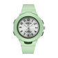 Student sports waterproof electronic watch with mint green strap and green-tinted dial