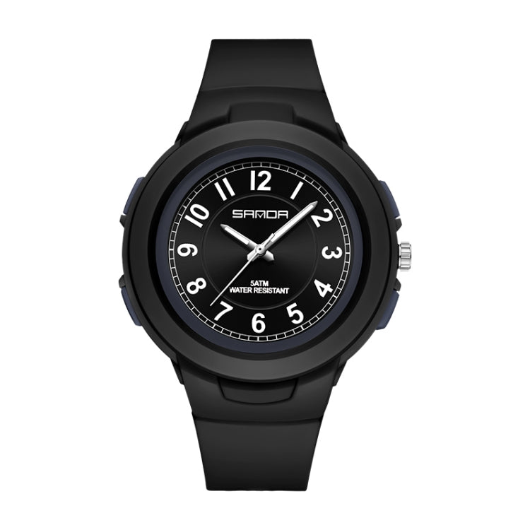 Student sports waterproof electronic watch with black strap and dark dial