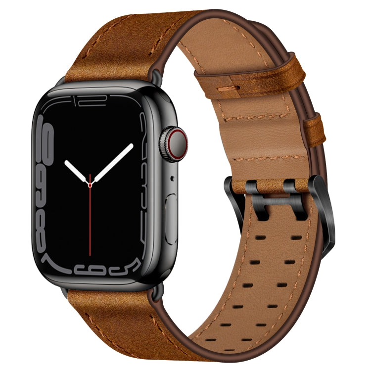 Double Buckles Leather Watch Band For Apple Watch Series, 7 41mm / 6&SE&5&4 40mm / 3&2&1 38mm, 7 45mm / 6&SE&5&4 44mm / 3&2&1 42mm
