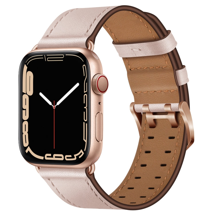 Double Buckles Leather Watch Band For Apple Watch Series, 7 41mm / 6&SE&5&4 40mm / 3&2&1 38mm, 7 45mm / 6&SE&5&4 44mm / 3&2&1 42mm